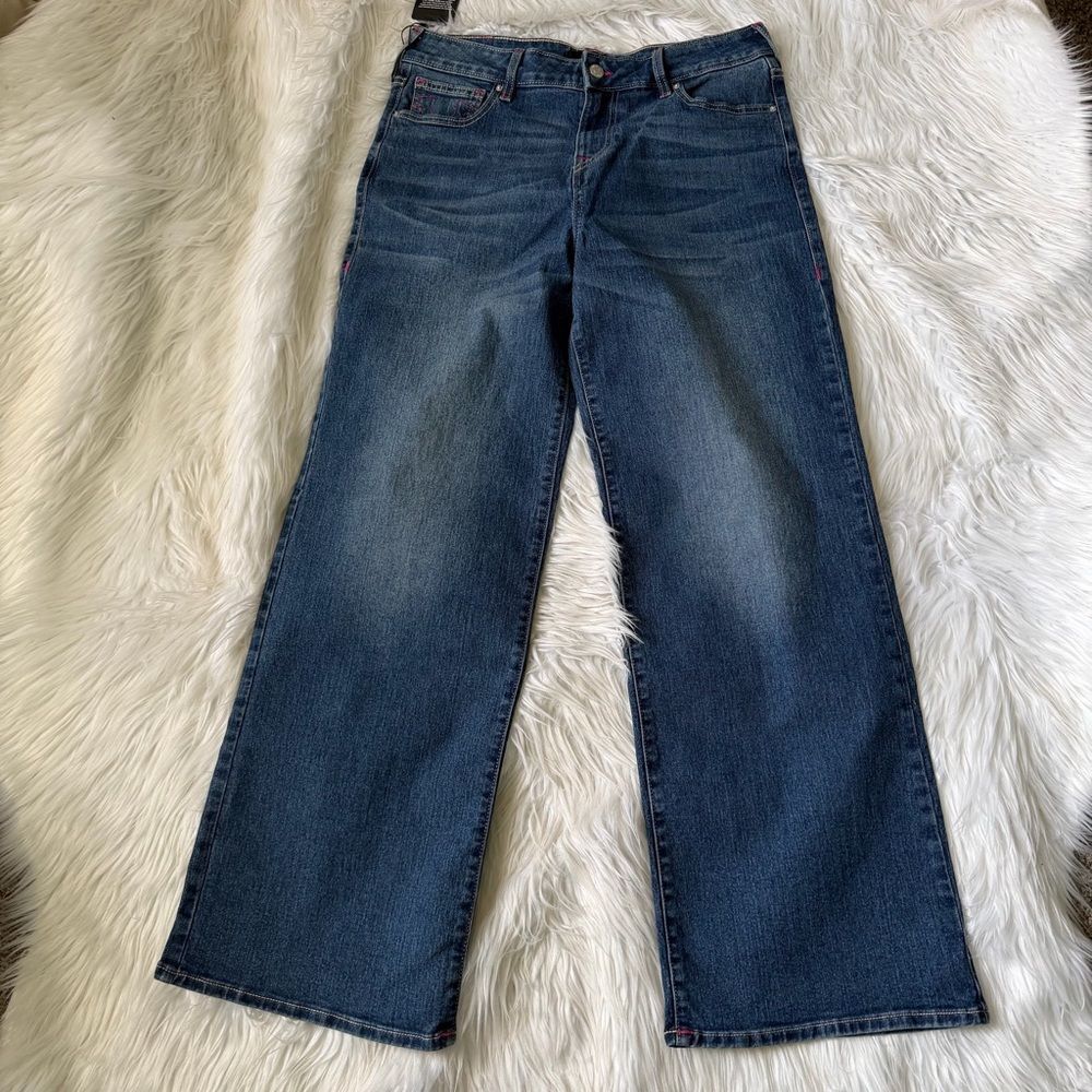 NWT True Religion Jeans Womens Bobbi Low Slung Baggy Blue Denim Wide Leg  30X32